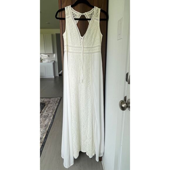 Altard State Maxi‎ Dress Women M White Boho Lace Bridal Bridesmaid Backless - Picture 1 of 15